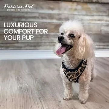 Parisian Pet Freedom Dog Harness - Adjustable Leopard Print Dog Harness - 100% Mesh Fabric Dog Vest Harness - Idle for All Outdoor Adventures - Dog Harness Medium Sized Dog - Puppy Harness - M