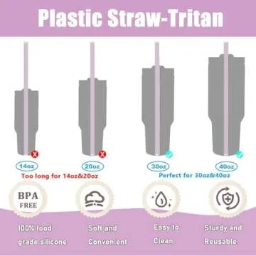 Replacement Straw Compatible with Stanley 30 40 oz Cup Tumbler, 6 Pack Reusable Plastic Straws for Stanley Cup Accessories Include Cleaning Brush, Purple