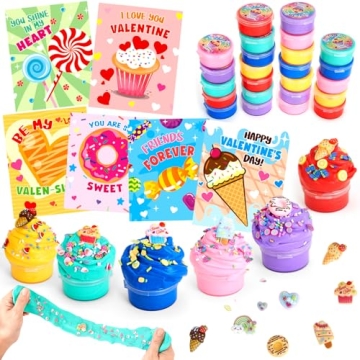 Tobiwibby Valentine's Day Gifts for Kids - 24 Sets of Butter Slime with Cards