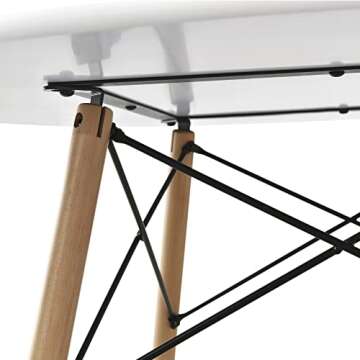 MSTICKER 42inch Round Modern Dining Table Mid Century Style, Include 1 Table, Beech and White Color