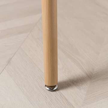 MSTICKER 42inch Round Modern Dining Table Mid Century Style, Include 1 Table, Beech and White Color