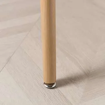 MSTICKER 42inch Round Modern Dining Table Mid Century Style, Include 1 Table, Beech and White Color