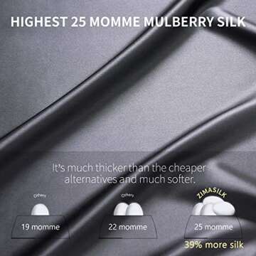 ZIMASILK 25 Momme 100% Pure Mulberry Silk Pillowcase for Hair and Skin Heath, Best Gift Choice, Highest Grade 6A Silk, 900 Thread Count, 1Pc (Standard 20''x26'', Space Grey)