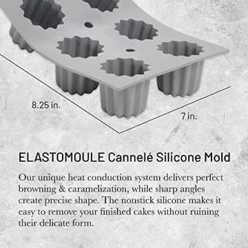 de Buyer ELASTOMOULE Cannele Silicone Mold - Creates 6 French Pastries - Easy to Use & Clean - Dishw...