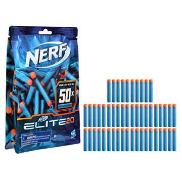 Nerf Elite 2.0 50-Dart Refill Pack, 50 Foam Darts Compatible with All Official Blasters That Use Elite Darts, Kids Easter Basket Stuffers