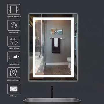 Amorho LED Bathroom Mirror with Anti-Fog & Dimmable Light