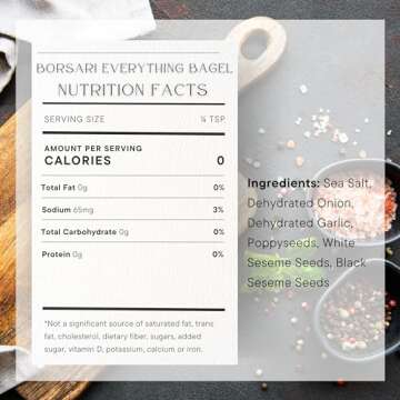 Borsari Everything Bagel Seasoning - Gourmet Bagel Seasoning With Sea Salt and Poppy Seeds - Gluten ...