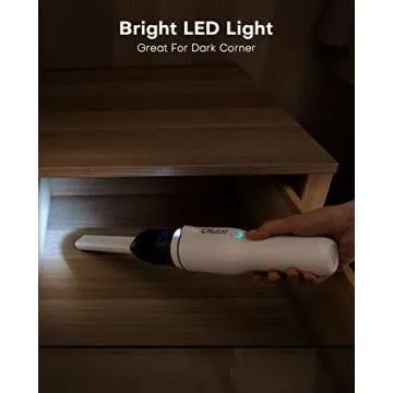 Ofuzzi Slim H7 Pro Handheld Vacuum, 1.0LB, 27AW/11kPa, Handheld Vacuum Cordless with LED Lighting and Two-Speed Modes, Low Noise, Type-C Charge, Mini Vacuum for Home Cleaning, White