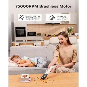 Ofuzzi Slim H7 Pro Handheld Vacuum, 1.0LB, 27AW/11kPa, Handheld Vacuum Cordless with LED Lighting and Two-Speed Modes, Low Noise, Type-C Charge, Mini Vacuum for Home Cleaning, White