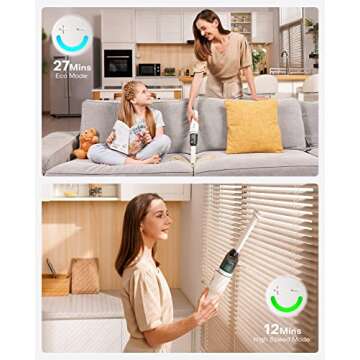 Ofuzzi Slim H7 Pro Handheld Vacuum, 1.0LB, 27AW/11kPa, Handheld Vacuum Cordless with LED Lighting and Two-Speed Modes, Low Noise, Type-C Charge, Mini Vacuum for Home Cleaning, White