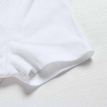 Roselux Women Crew Neck Ribbed Fitted Tight Tshirt Short Sleeve Shirt Basic Knit Top(3695,White-XL)