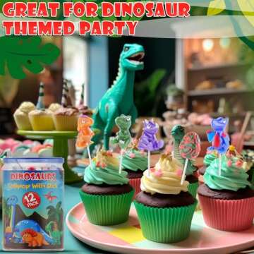 Dinosaur Lollipops 12pk- Dinosaur Candy For Dinosaur Party Favors - Dinosaur Suckers & Dino Candy - Dinosaur Shaped Candy For Dino Party Favors - Dinosaur Birthday Decorations - Dinosaur Snacks