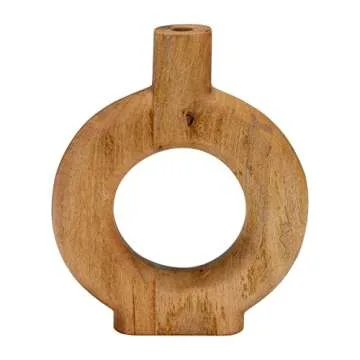 Unique Wood Donut Shaped Vase for Home Decor