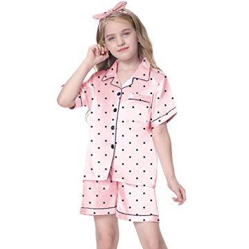 Schbbbta Kids Satin Pajama Set for Ages 7-8 Stylish Comfort