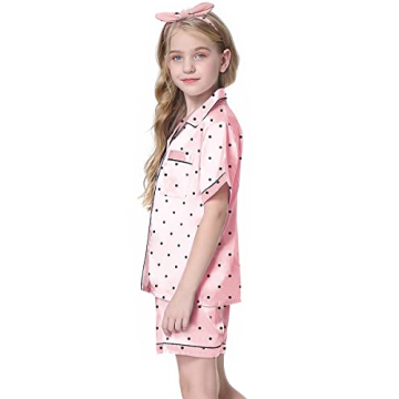 Schbbbta Kids Satin Pajama Set for Ages 7-8 Stylish Comfort
