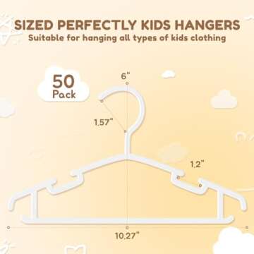 VILICK Kids Plastic Hangers, Baby Clothes Hangers for Closet 50 Packs Non-Slip Toddler Hangers for I...
