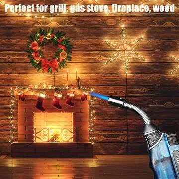 Yeuligo Torch Lighters, Butane Lighter with 360° Flexible Neck and Visible Window, Refillable Grill Lighter with Keyhole, Blue(Without Gas)