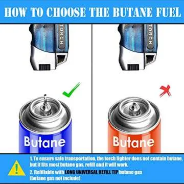 Yeuligo Torch Lighters, Butane Lighter with 360° Flexible Neck and Visible Window, Refillable Grill Lighter with Keyhole, Blue(Without Gas)