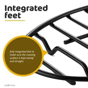 GOURMEX Black, Oval Oven Roasting Rack with Integrated Feet | Ideal for Cooking, Baking, Roasting, Cooling and Grilling | Non-Stick Coating, PTFE Free | Oven and Dishwasher Safe Rack (6 x 9")