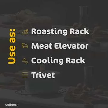 GOURMEX Black, Oval Oven Roasting Rack with Integrated Feet | Ideal for Cooking, Baking, Roasting, Cooling and Grilling | Non-Stick Coating, PTFE Free | Oven and Dishwasher Safe Rack (6 x 9")