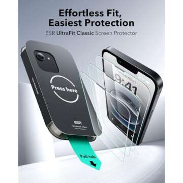 ESR 3 Pack for iPhone 16e/ iPhone 14/ iPhone 13/ iPhone 13 Pro Screen Protector, Military Grade Shat...