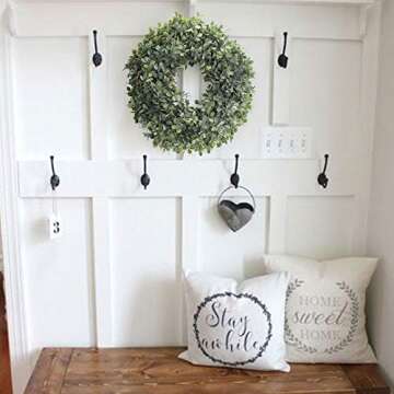 NAHUAA 18in Faux Boxwood Wreath for Year-Round Decor