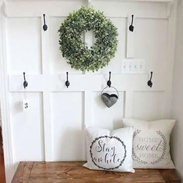 NAHUAA 18in Faux Boxwood Wreath for Year-Round Decor