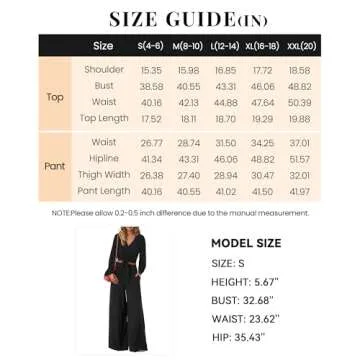 PRETTYGARDEN Women's 2 Piece Outfits 2025 Spring Casual V Neck Long Sleeve Strappy Crop Top Wide Leg Palazzo Pant Sets(Solid Black,Medium)