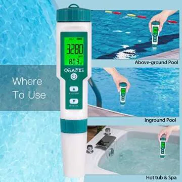 ORAPXI Pool Salt Tester 5-in-1 pH and Salinity Meter