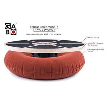 GABO Board - Fully Adjustable Wooden Wobble Balance Trainer - Perfect for Standing Desk, Rehab, Yoga and Much More - Free eBook - Improve Your Balance, Improve Your Life (Adjustable Round)