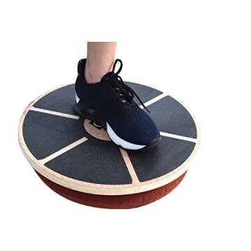GABO Board - Fully Adjustable Wooden Wobble Balance Trainer - Perfect for Standing Desk, Rehab, Yoga and Much More - Free eBook - Improve Your Balance, Improve Your Life (Adjustable Round)