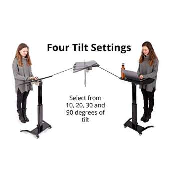 Stand Up Desk Store Pneumatic Adjustable Height Tilting Laptop Lectern Speakers Podium (Black, 25.5" Wide)