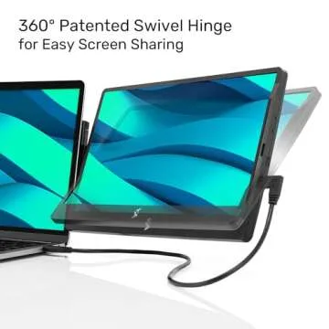 SideTrak Swivel 14" Attachable Portable Monitor Extender, FHD TFT Laptop Dual Screen with Kickstand ...