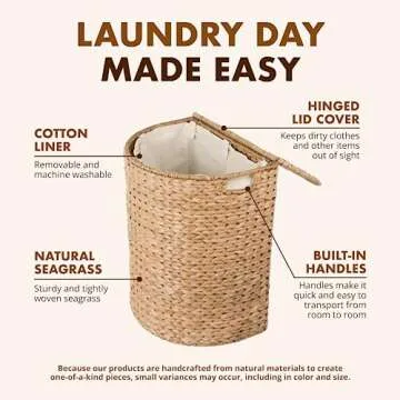 Handwoven KOUBOO Seagrass Half Moon Basket for Home