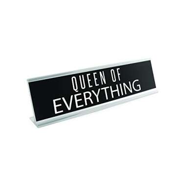 WELLSPRING "Queen of Everything" Acrylic Desk Sign - Witty and Funny Desk Signs for Office, Perfect ...