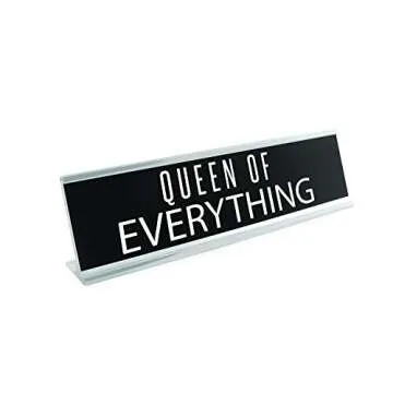 WELLSPRING "Queen of Everything" Acrylic Desk Sign - Witty and Funny Desk Signs for Office, Perfect ...