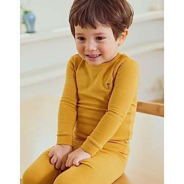 moimoln Solid Soft Cotton Modal Baby Toddler Boys Girls Snug fit Pjs Pajama Long Sleepwear Mustard 1...