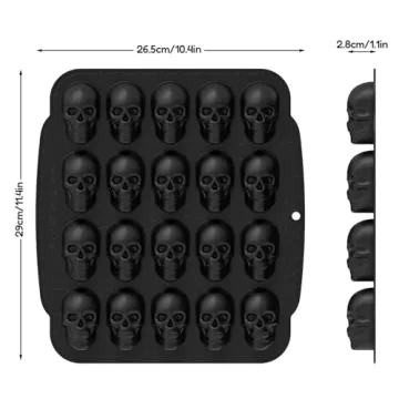 JETKONG 20-Cavity Skull Silicone Mold for Creative Baking