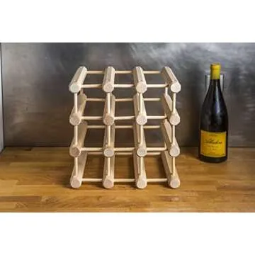 J.K. Adams Wood Stackable Modular Wine Rack Storage Holder with Natural Pins, 12 Bottle, Ash