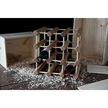 J.K. Adams Wood Stackable Modular Wine Rack Storage Holder with Natural Pins, 12 Bottle, Ash