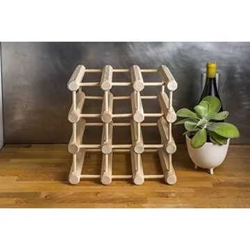 J.K. Adams Wood Stackable Modular Wine Rack Storage Holder with Natural Pins, 12 Bottle, Ash