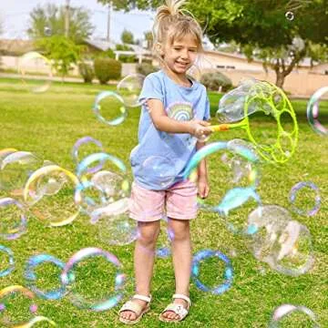 JOYIN Big Bubble Wands Set with with Tray, 21" Giant Bubble Wands Bulk for Kids, Summer, Outdoor Play Period & Birthday Party & Games, 6 Pcs Solution Suitable, Suitable for All Age People
