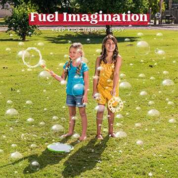 JOYIN Big Bubble Wands Set with with Tray, 21" Giant Bubble Wands Bulk for Kids, Summer, Outdoor Play Period & Birthday Party & Games, 6 Pcs Solution Suitable, Suitable for All Age People