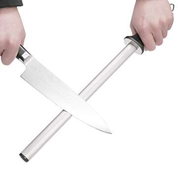 Wiitek 12inch Diamond Household Sharpening Rod - Professional Kitchen Knife Sharpener Steel