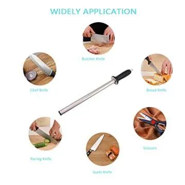 Wiitek 12inch Diamond Knife Sharpening Rod for Chefs