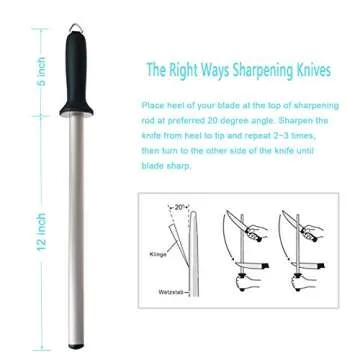 Wiitek 12inch Diamond Knife Sharpening Rod for Chefs