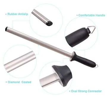 Wiitek 12inch Diamond Knife Sharpening Rod for Chefs