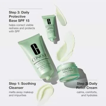 Clinique Redness Solutions Redness Regimen Skincare Set | Cleansing, Calming, Protecting + Appropriate for Skin with Rosacea