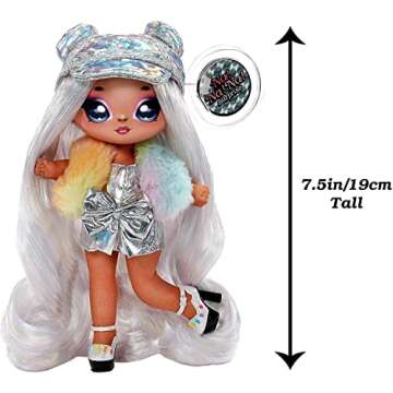 Na Na Na Surprise Glam Series Ari Prism Fashion Doll & Metallic Teddy Bear Purse, Cute Hat, Prismati...