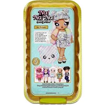 Na Na Na Surprise Glam Series Ari Prism Fashion Doll & Metallic Teddy Bear Purse, Cute Hat, Prismatic Silver Dress Outfit & Accessories, 2-in-1 Gift for Kids, Toy for Girls & Boys Ages 5 6 7 8+ Years